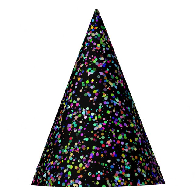 Colourful circles bubbles on black unique pattern party hat (Front)