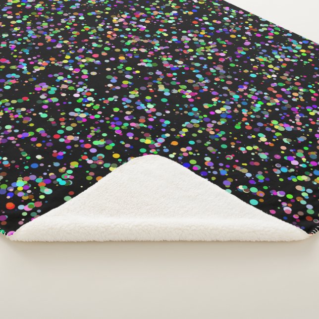 Colourful circles bubbles on black unique pattern sherpa blanket (3/4)