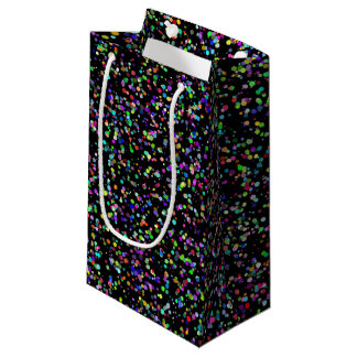 Colourful circles bubbles on black unique pattern small gift bag