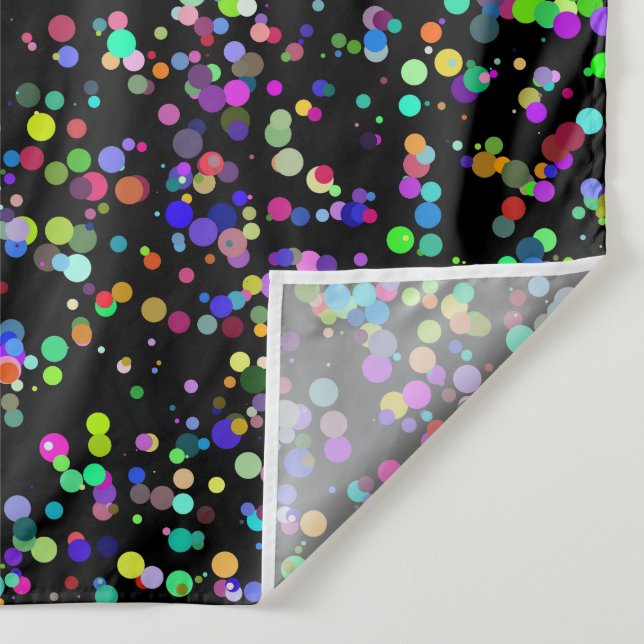 Colourful circles bubbles on black unique pattern tapestry (Detail)