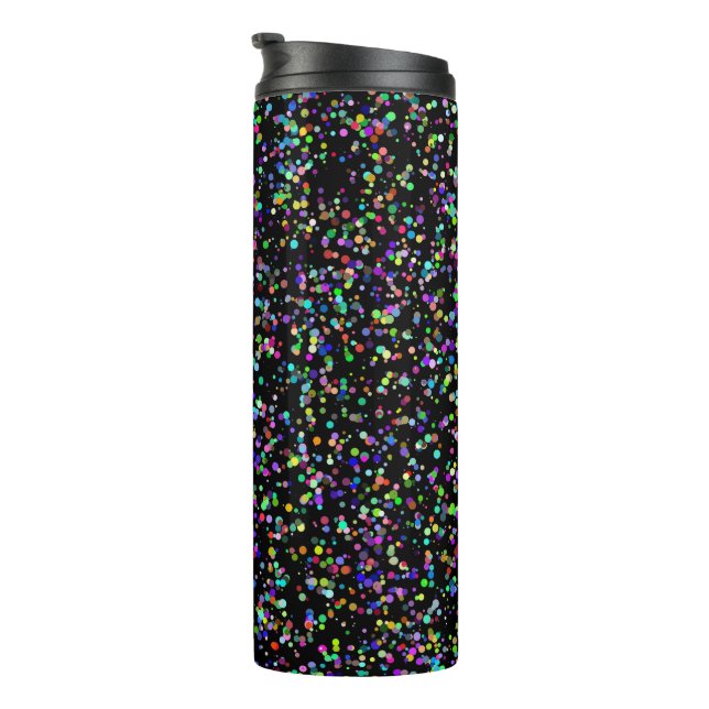 Colourful circles bubbles on black unique pattern thermal tumbler (Rotated Right)