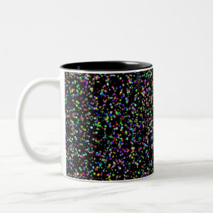 Colourful circles bubbles on black unique pattern Two-Tone coffee mug