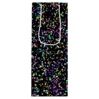 Colourful circles bubbles on black unique pattern wine gift bag