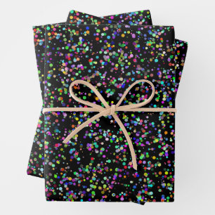 Colourful circles bubbles on black unique pattern wrapping paper sheet