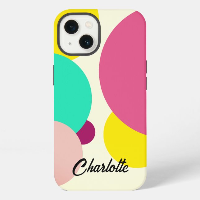 Colourful Circles Custom Name iPhone Case (Back)