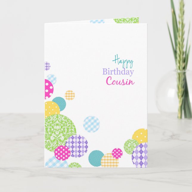 Colourful circles Happy Birthday female cousin Card (Front)