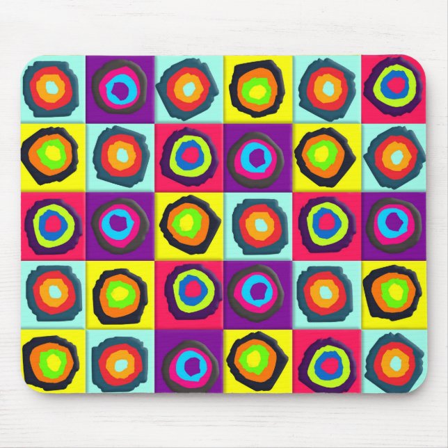 Colourful circles inside squares mouse mat (Front)