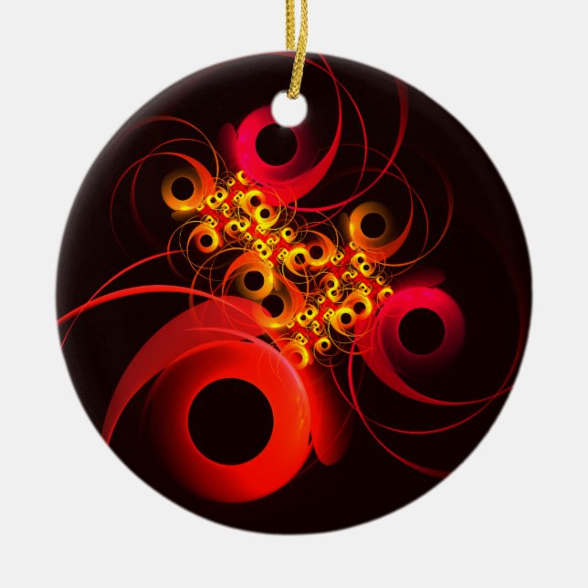 Colourful Circles Modern Abstract Art Pattern #08 Ceramic Tree Decoration (Front)