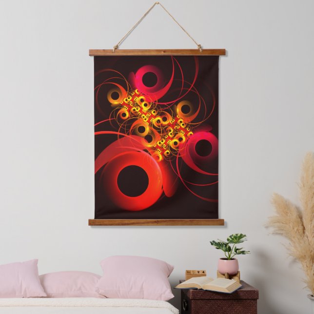 Colourful Circles Modern Abstract Art Pattern #08 Hanging Tapestry (Bedroom)