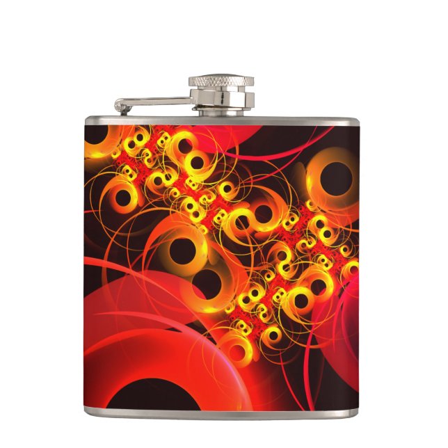 Colourful Circles Modern Abstract Art Pattern #08 Hip Flask (Front)