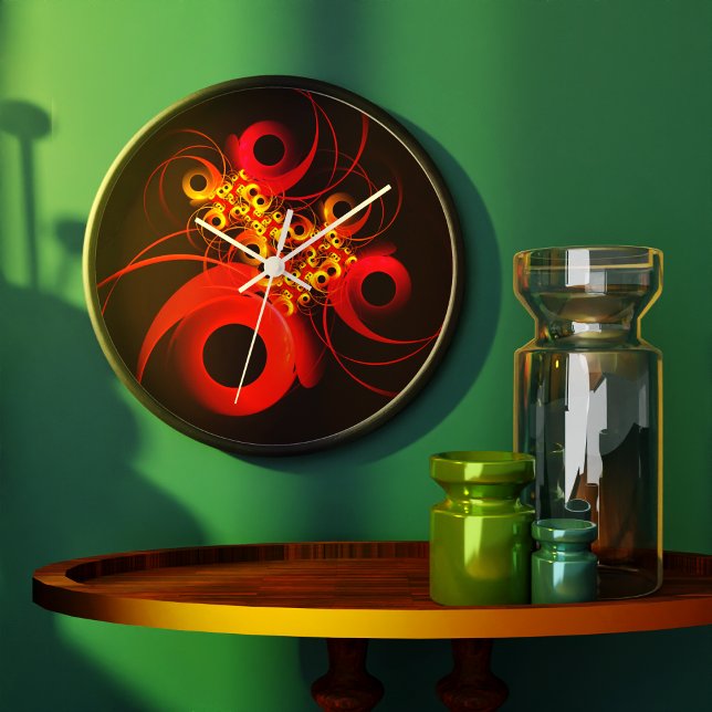 Colourful Circles Modern Abstract Art Pattern #08 Large Clock (Colorful Circles Modern Abstract Art Pattern #08 Clock)