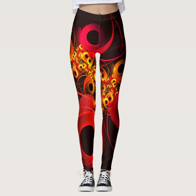 Colourful Circles Modern Abstract Art Pattern #08 Leggings (Front)