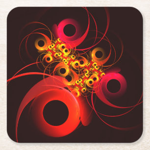 Colourful Circles Modern Abstract Art Pattern #08 Square Paper Coaster