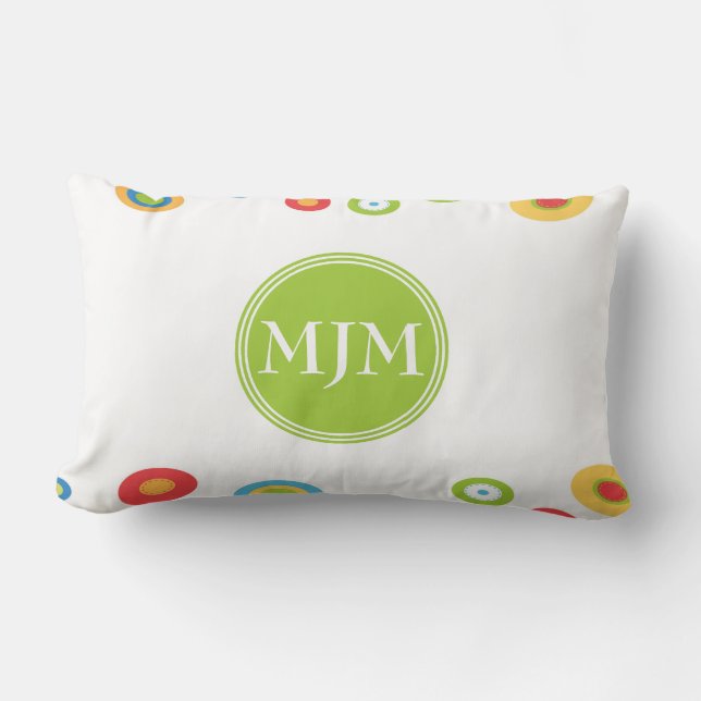 Colourful Circles Monogram Lumbar Pillow (Front)
