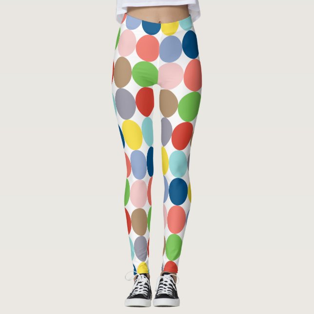 Colourful circles of pastel colour leggings (Front)