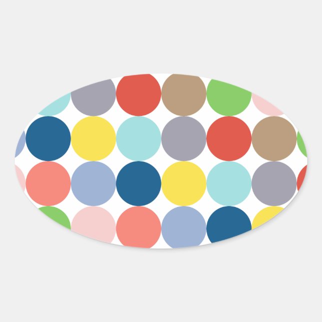 colourful circles of pastel colour... oval sticker (Front)