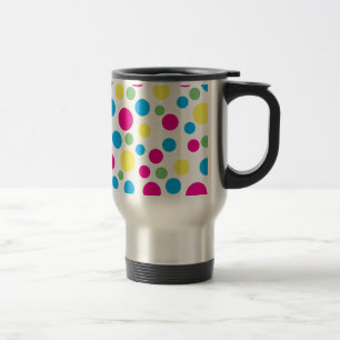 Colourful circles on white background travel mug