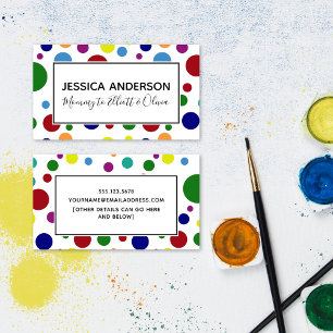 Colourful Circles on White, Mummy Playdate Card