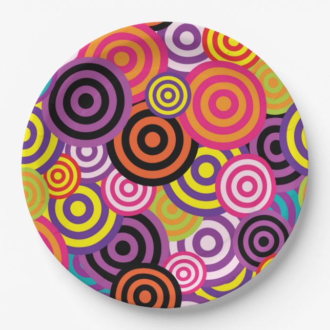 Colourful circles paper plate (Front)