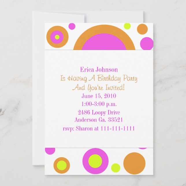 Colourful Circles Party Invitation (Front)