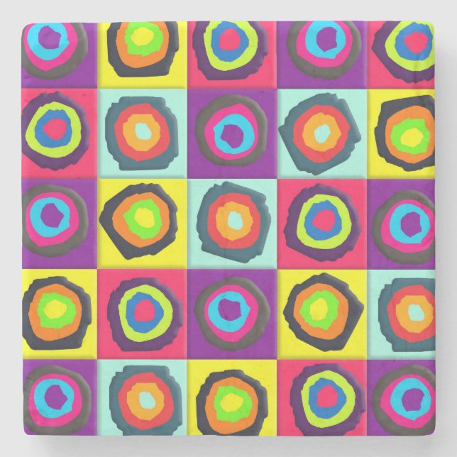 Colourful Circles Pattern Stone Coaster (Front)