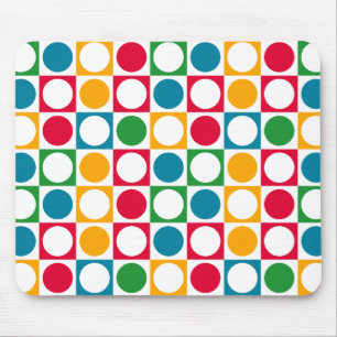 Colourful Circles & Squares Pattern Mouse Mat