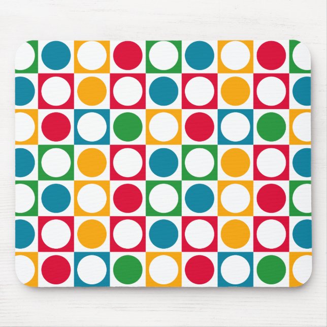 Colourful Circles & Squares Pattern Mouse Mat (Front)