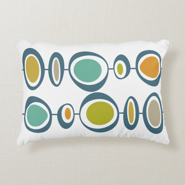 Colourful Circles Turquoise Green Mid Century Decorative Cushion (Front)