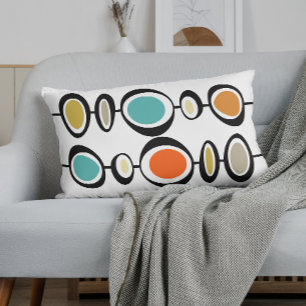 Colourful Circles Turquoise Orange Mid Century Decorative Cushion
