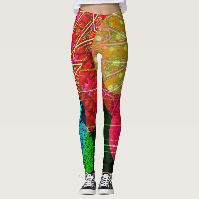 Colourful Circular Abstract Art Leggings (Front)