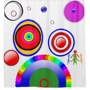colourful circular assorted circles shower curtain