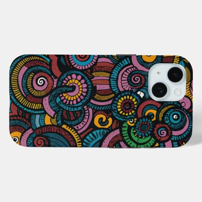 Colourful circular shapes iPhone cover pattern (Back (Horizontal))