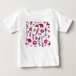 colourful circus characters on white baby T-Shirt
