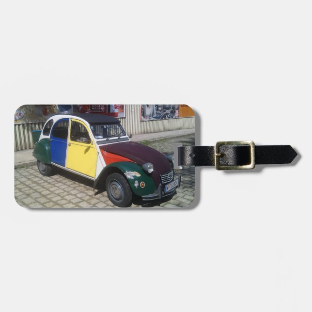 Colourful Citroen 2 CV Luggage Tag (Front Horizontal)