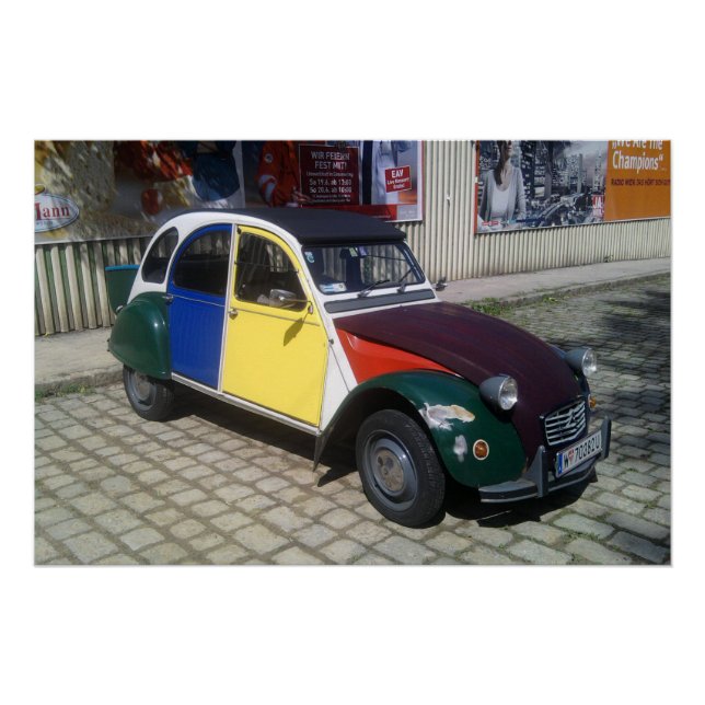 Colourful Citroen 2 CV Poster (Front)