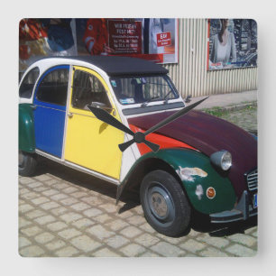 Colourful Citroen 2 CV Square Wall Clock