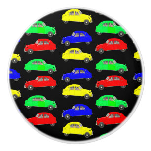 Colourful Citroen 2 CV Tiled Pattern Ceramic Knob