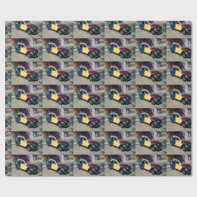 Colourful Citroen 2 CV Wrapping Paper (Flat)