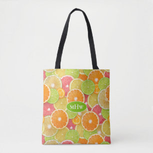 Colourful Citrus custom monogram Tote Bag