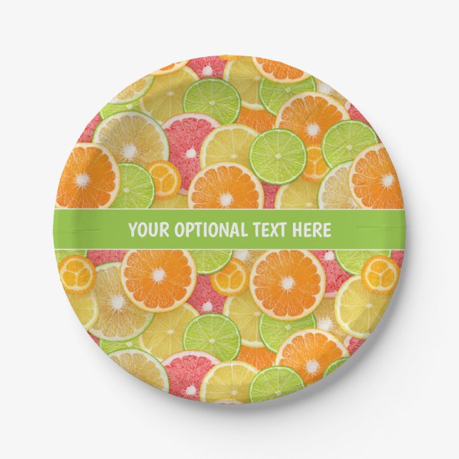 Colourful Citrus custom text Paper Plate (Front)