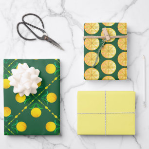 Colourful Citrus Fruit Digital Graphic Print Wrapping Paper Sheet