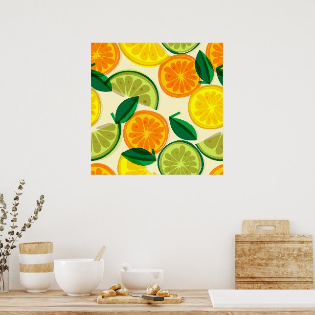 Colourful citrus l Summer fruit l Orange l Yellow Poster (Kitchen)