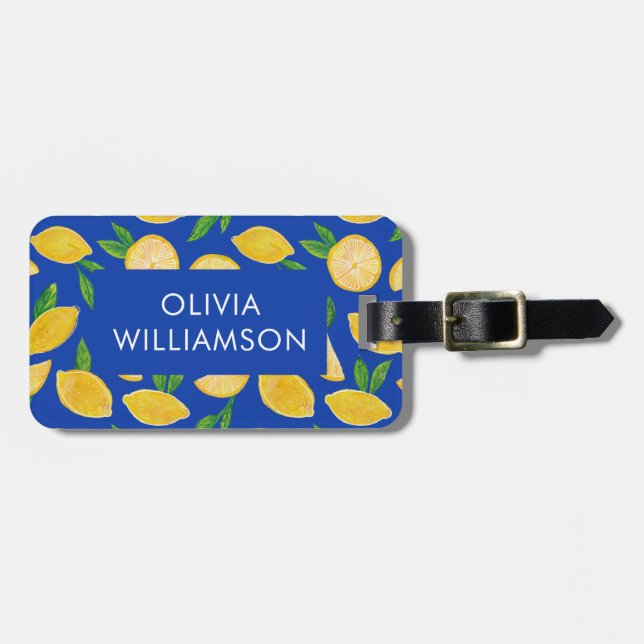Colourful Citrus Lemon pattern Luggage Tag (Front Horizontal)