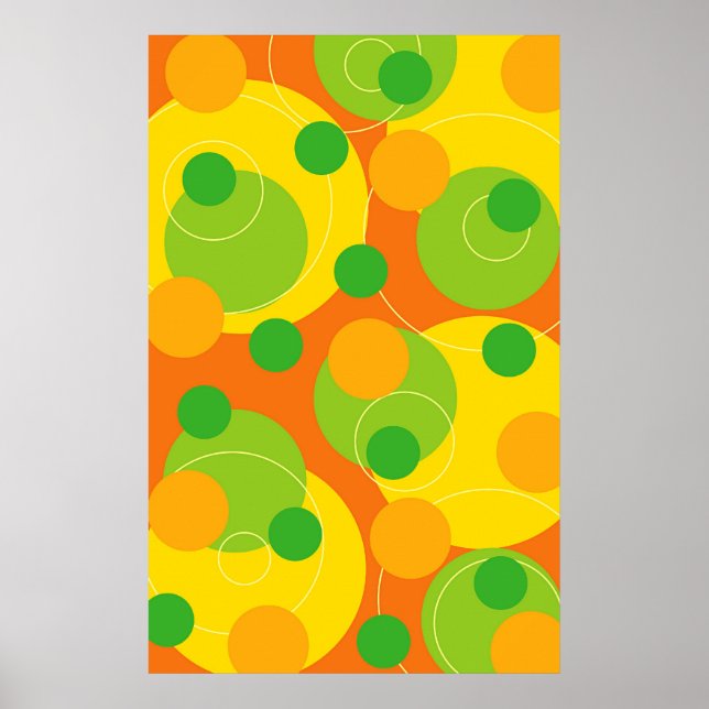 Colourful Citrus Lime Bubbly Fun Circle Dots Poster (Front)