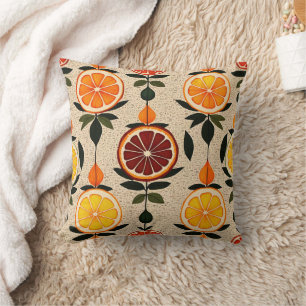Colourful citrus pattern with floral details cushion