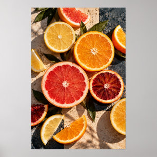 Colourful Citrus Slices – Orange and Grapefruit Ki Poster