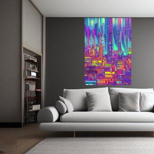 Colourful city AI Art Poster