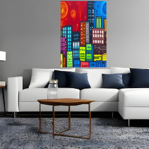Colourful city art   AI Art  Poster