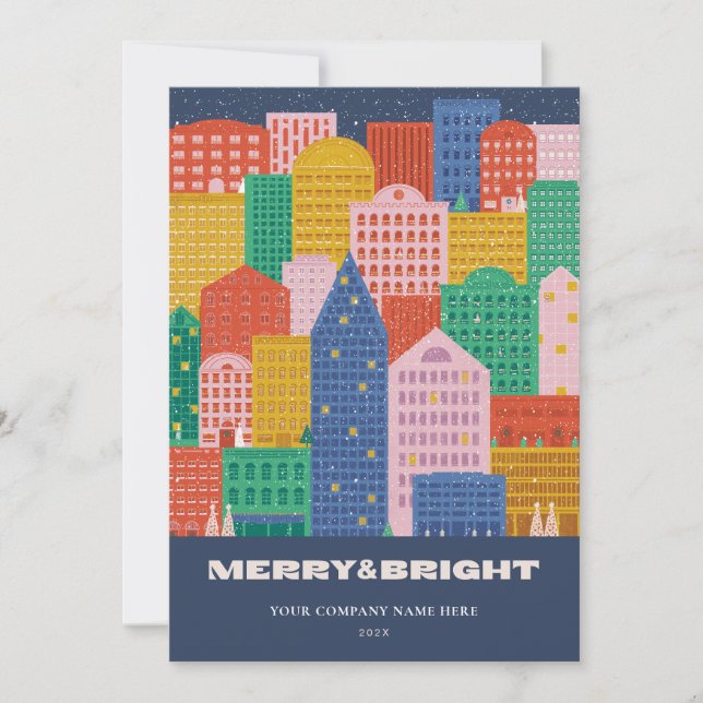 Colourful City in Winter Coroporate Holiday Card (Front)