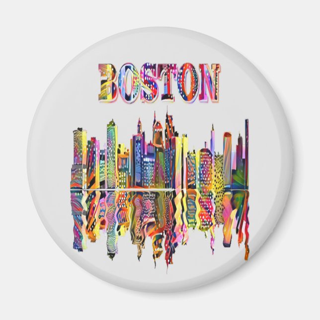 Colourful Cityscape of Boston Magnet (Front)